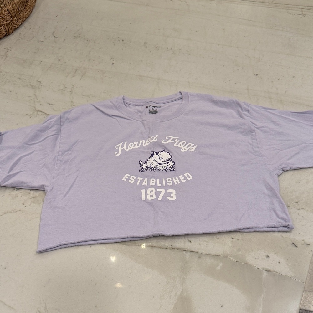 TCU Champion Lavender oversized crop T-Shirt